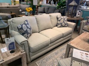 Bexley Sofa with Contrasting Pillows and Nailhead