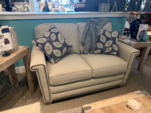 Bexley Loveseat with Contrasting Pillows and Nailhead